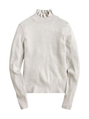 J. Crew Cream Ruffle Turtleneck Sweater